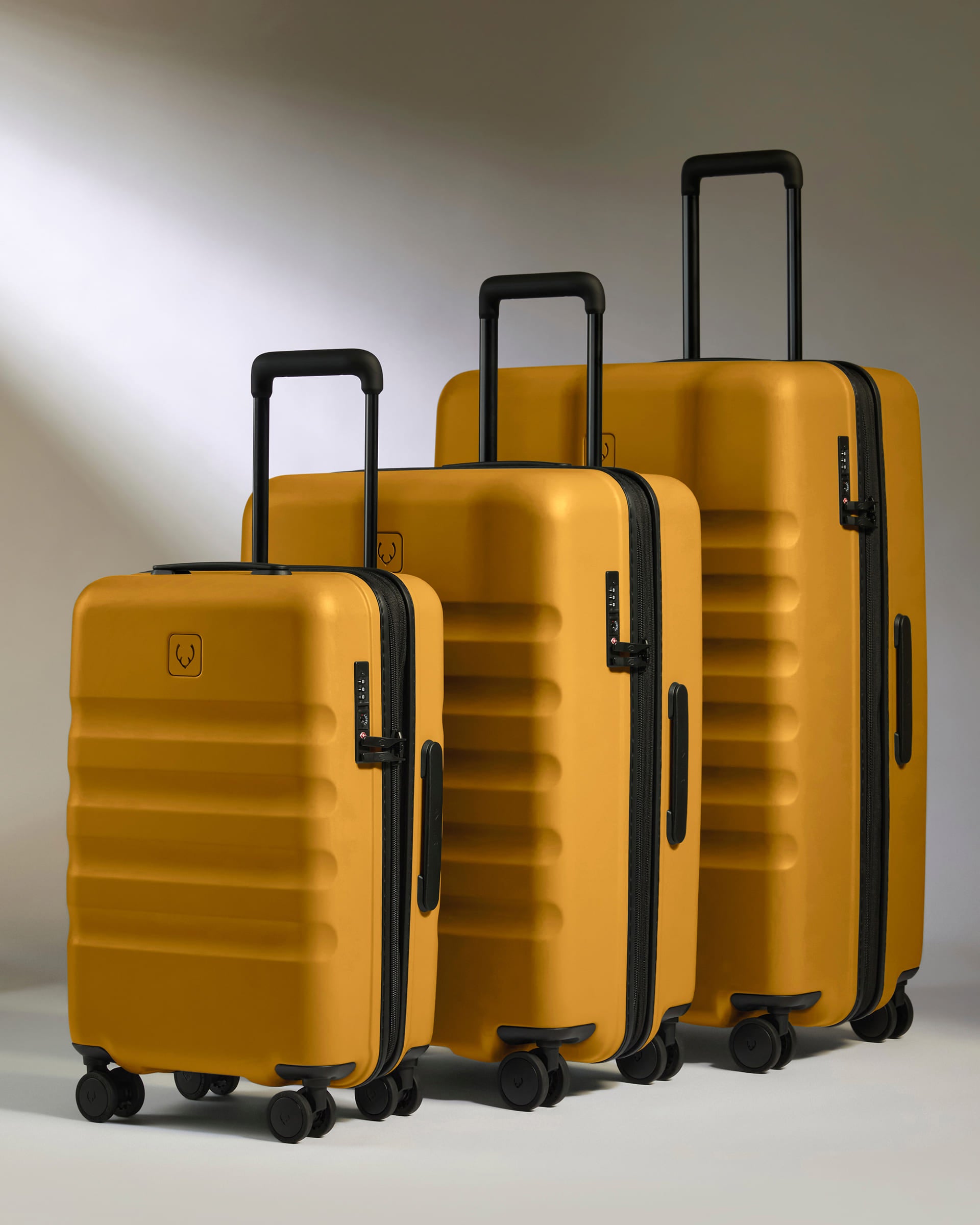 Expandable Carry-on Luggage Set in Mustard Yellow - Icon Stripe