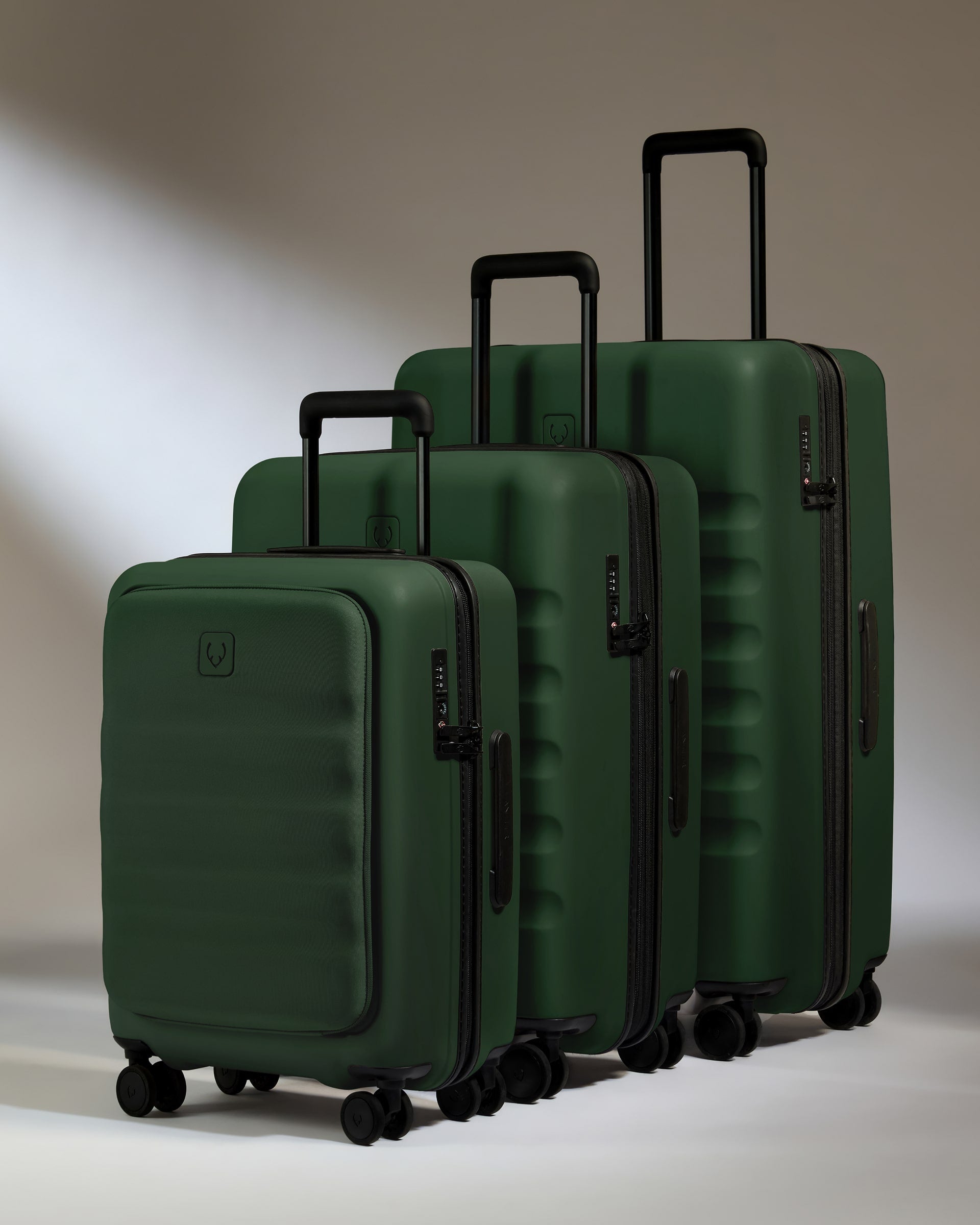 Carry-on with Pocket Luggage Set in Antler Green - Icon Stripe
