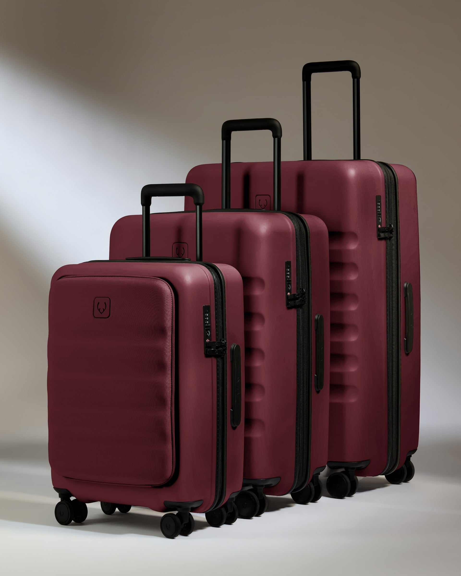 Carry-on with Pocket Luggage Set in Cedar Red - Icon Stripe