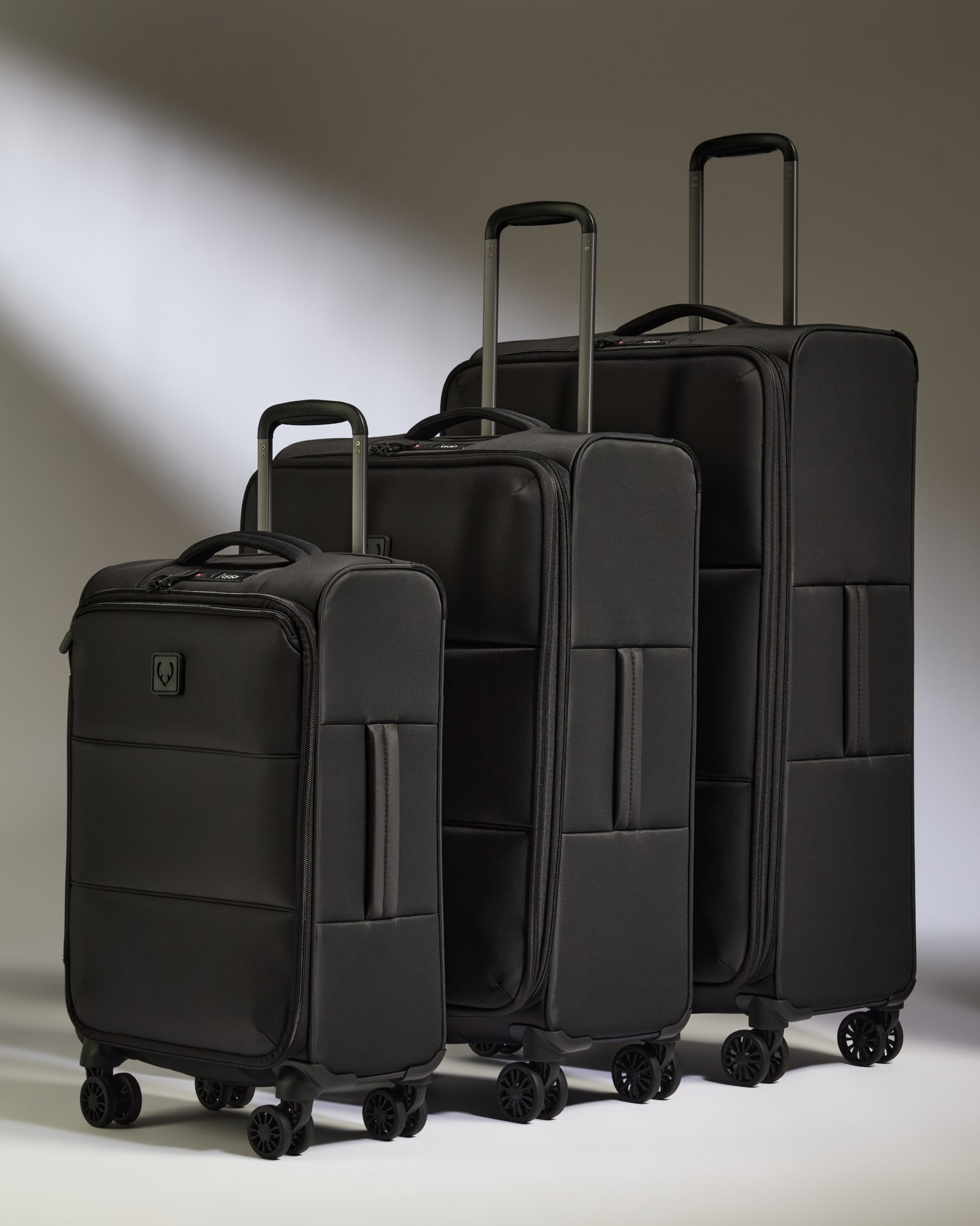 Lightest Expandable Carry-on Luggage Set in Black - Soft Stripe 2.0
