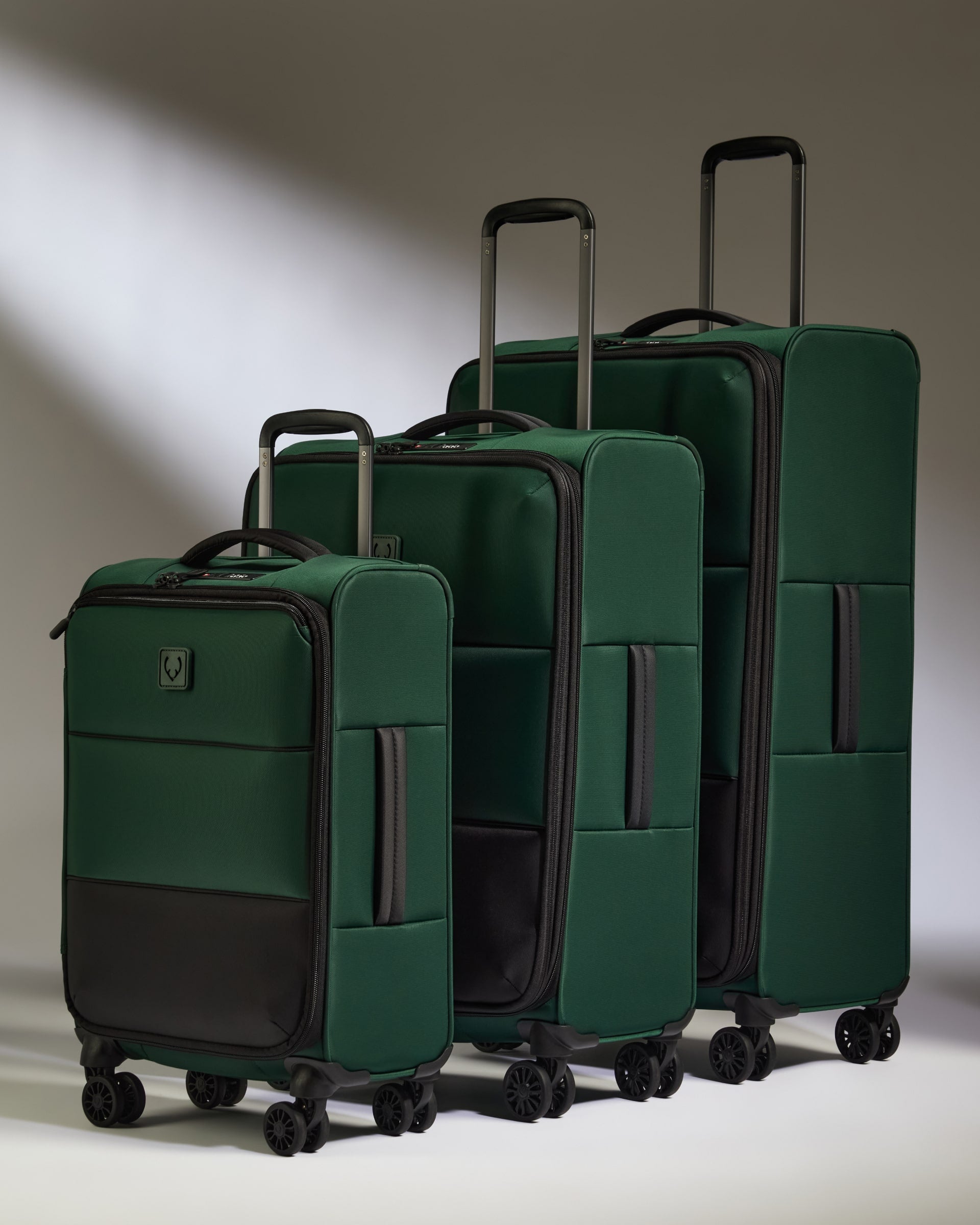 Lightest Expandable Carry-on Luggage Set in Antler Green - Soft Stripe 2.0