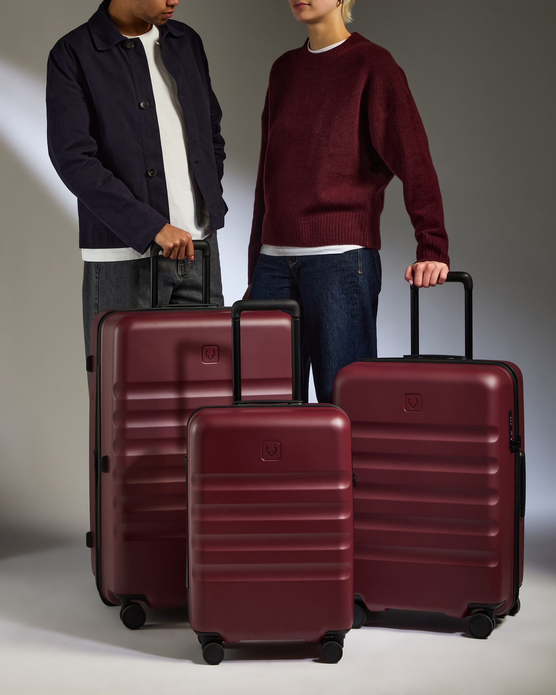 Large Carry-on Luggage Set in Cedar Red - Icon Stripe