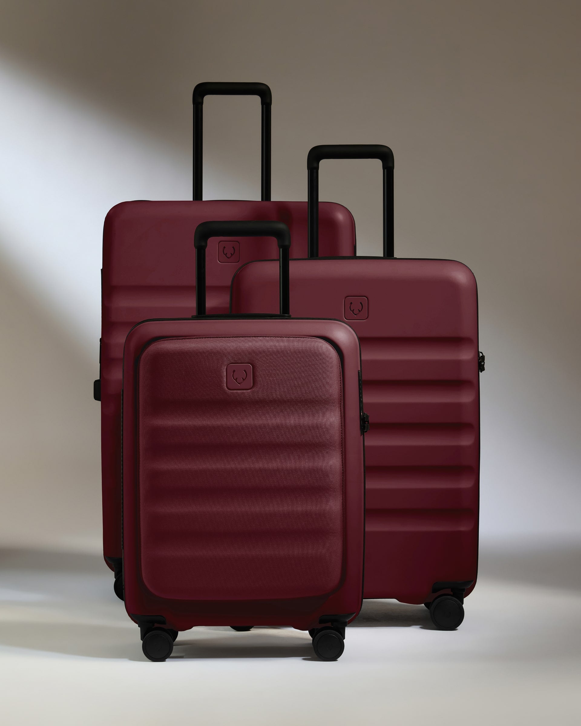 Carry-on with Pocket Luggage Set in Cedar Red - Icon Stripe