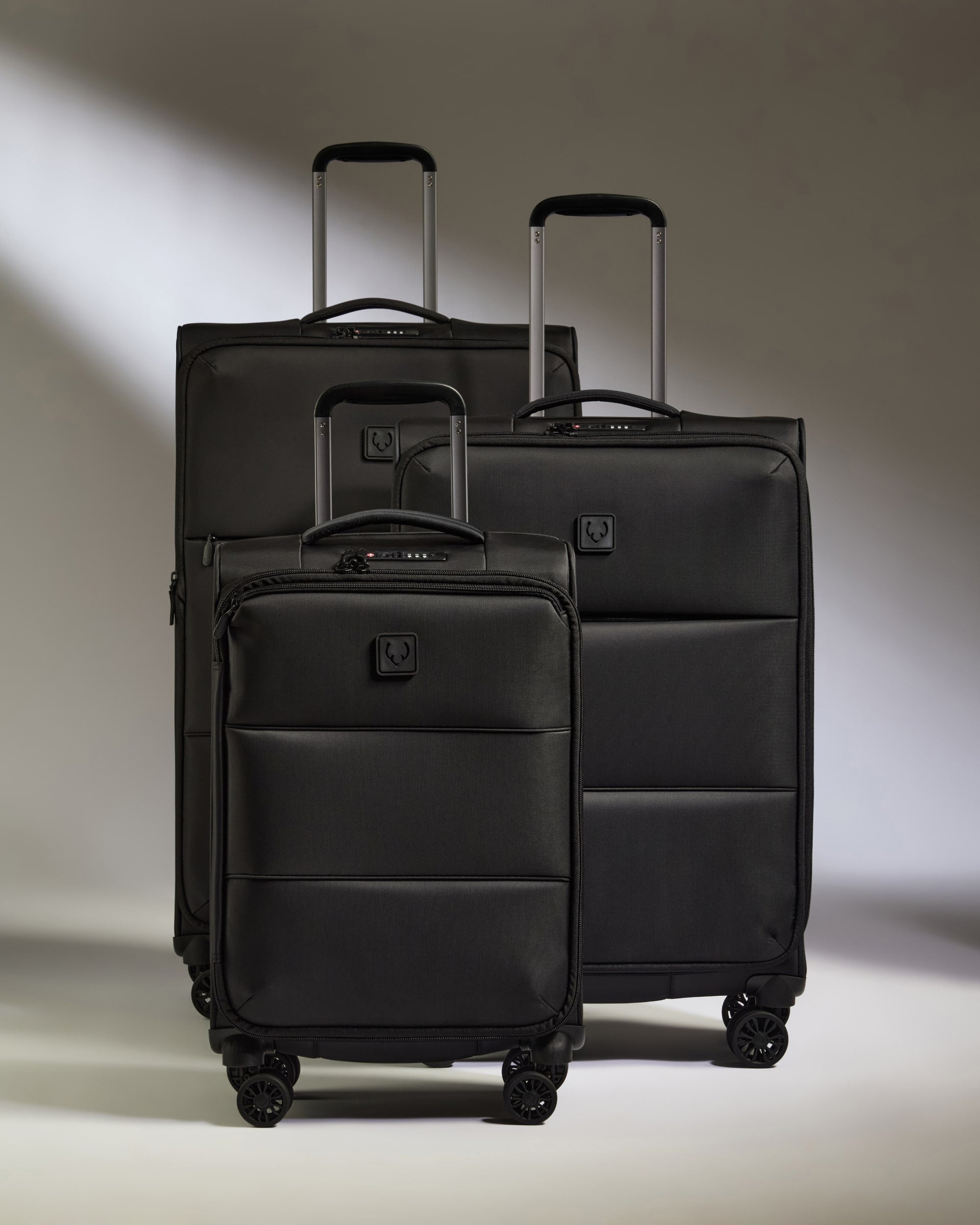 Lightest Expandable Carry-on Luggage Set in Black - Soft Stripe 2.0