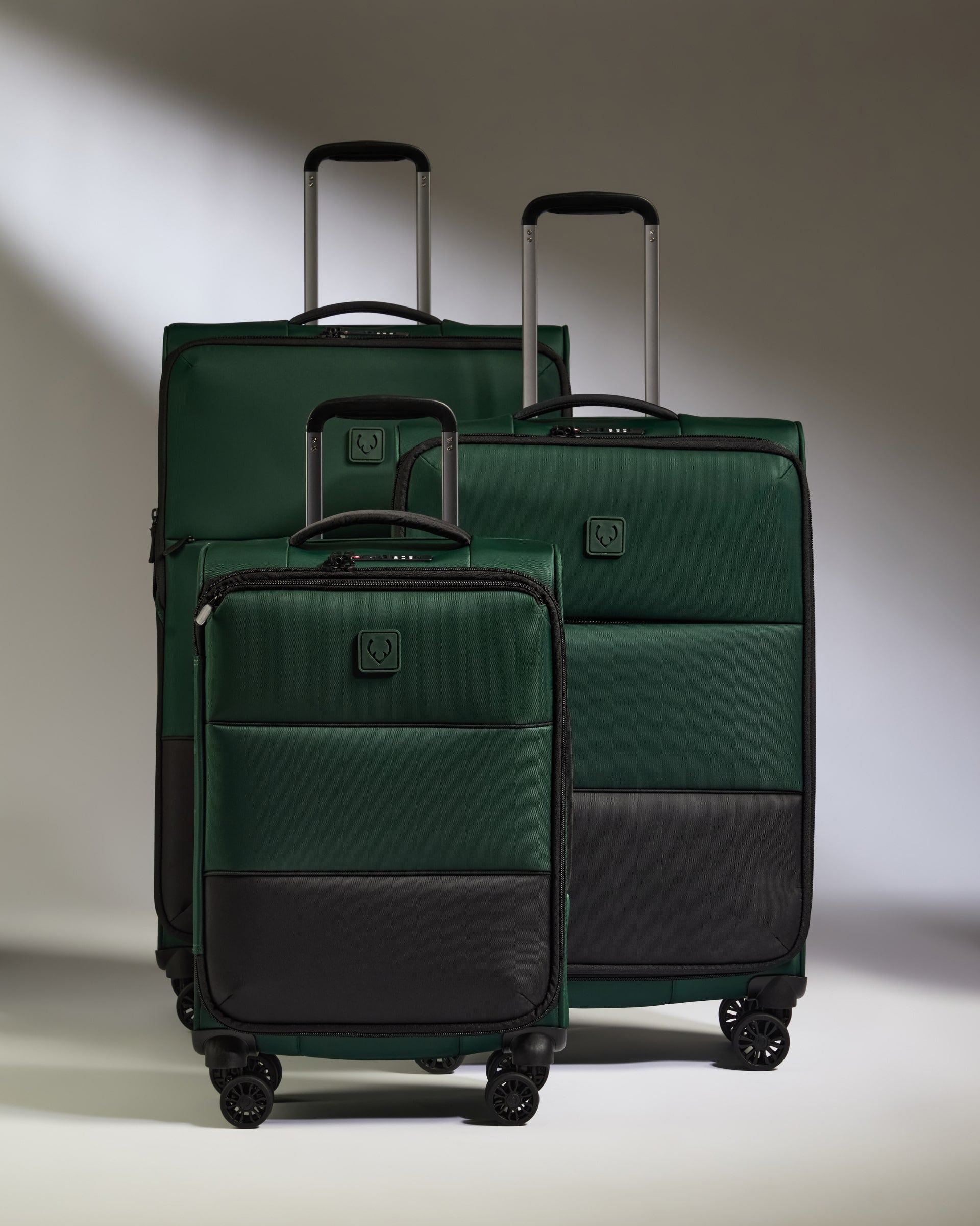 Lightest Expandable Carry-on Luggage Set in Antler Green - Soft Stripe 2.0