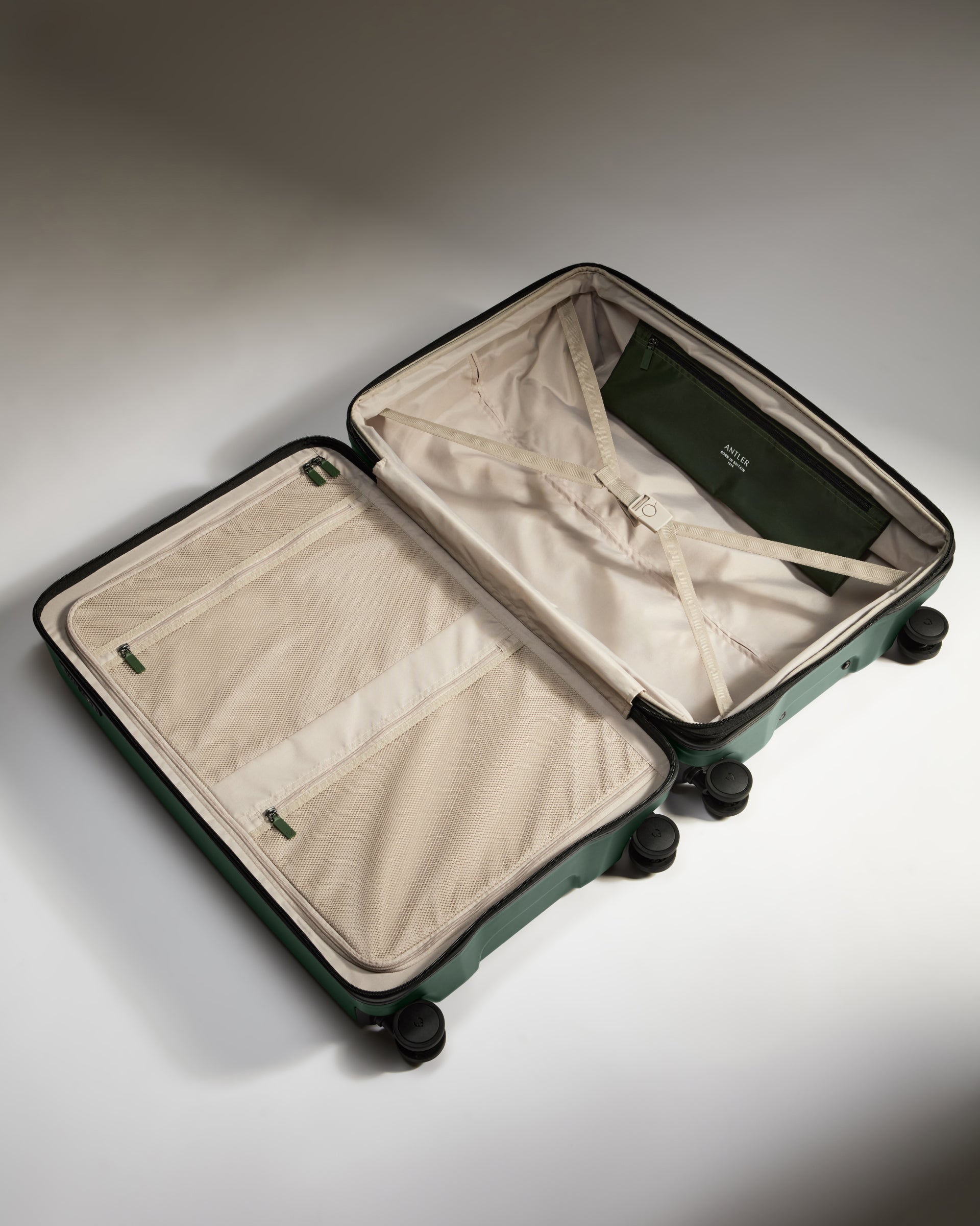 Carry-on with Pocket Luggage Set in Antler Green - Icon Stripe
