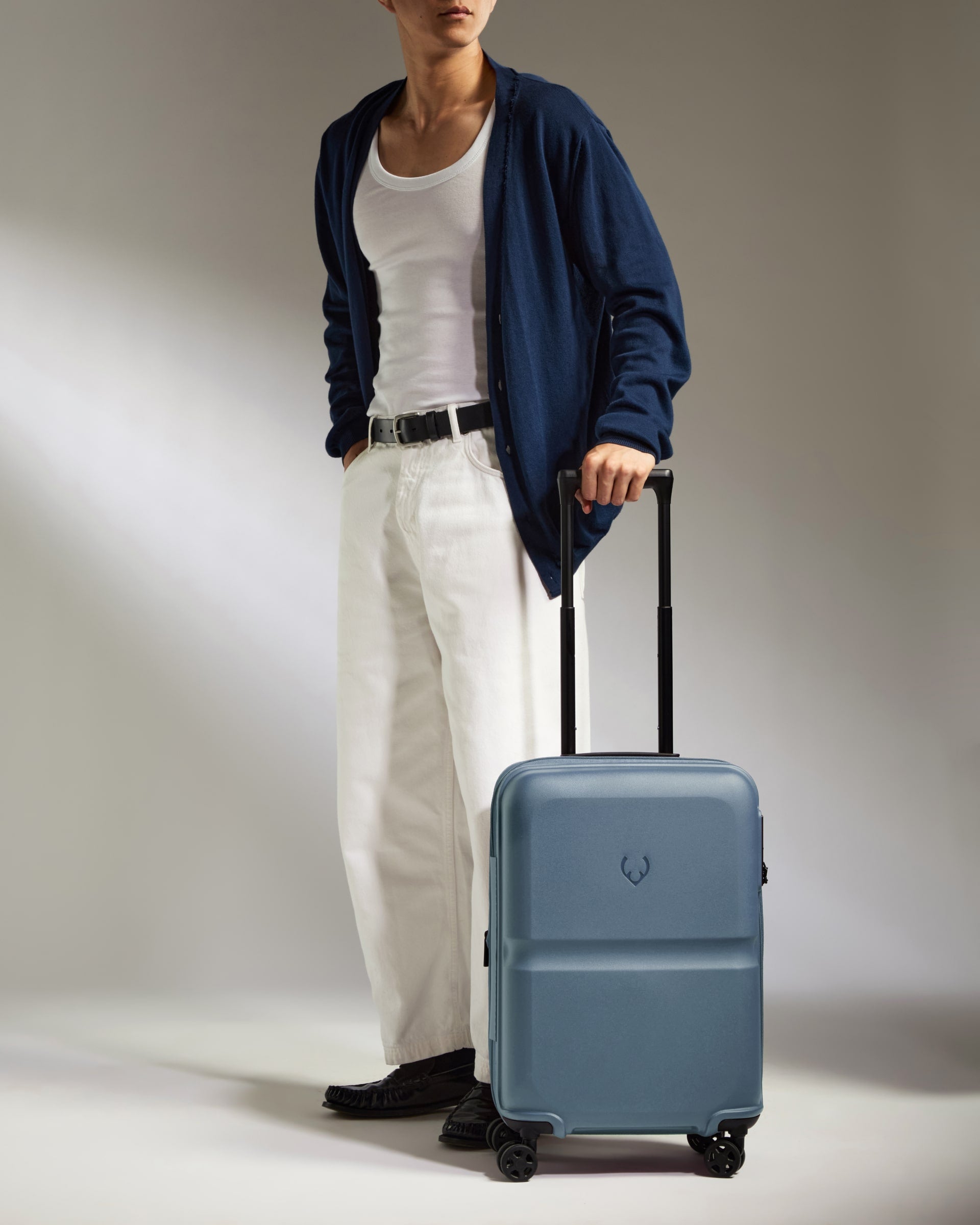 Expandable Carry-on Luggage in Cove Blue - Single Stripe