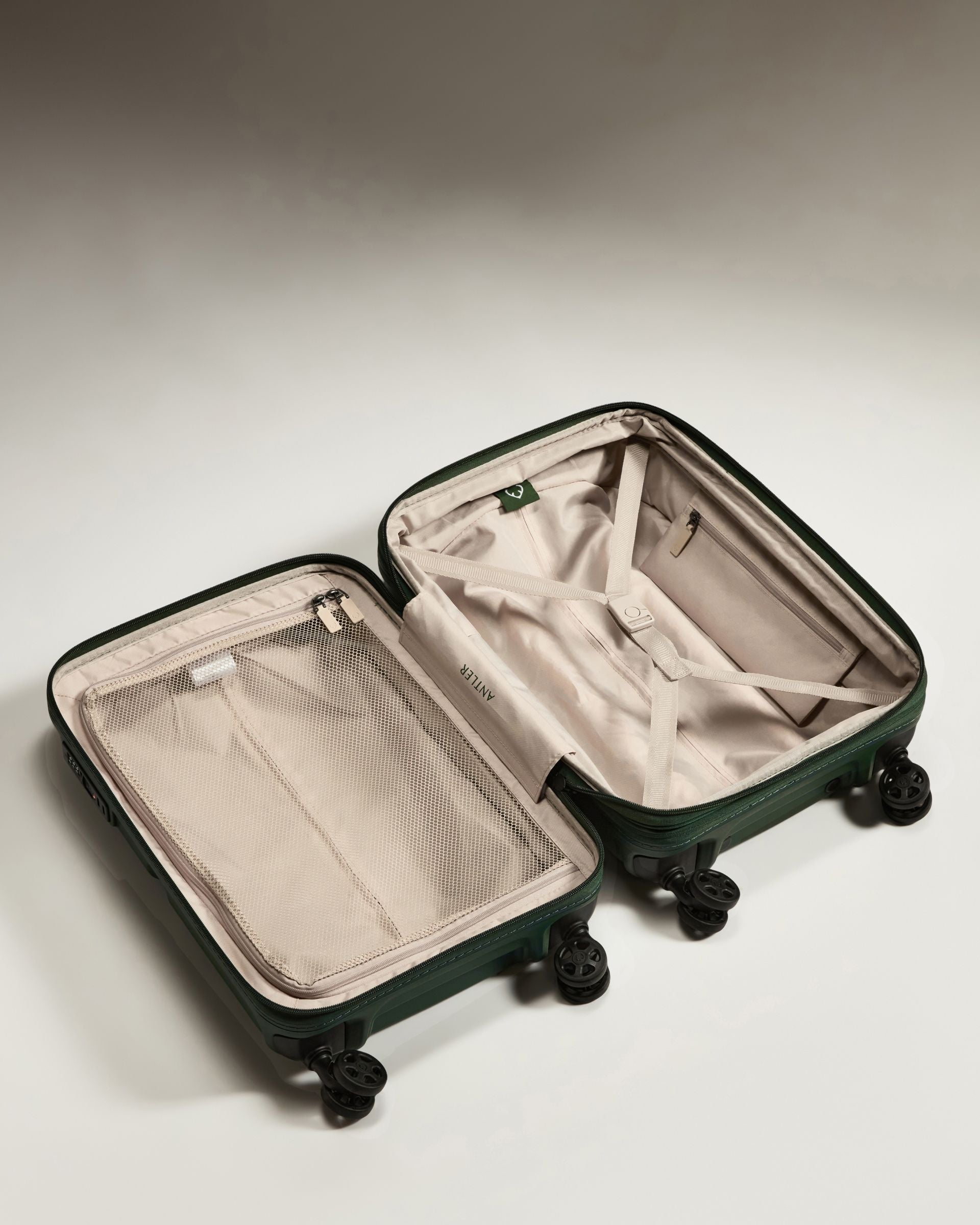 Expandable Carry-on Luggage in Antler Green - Single Stripe