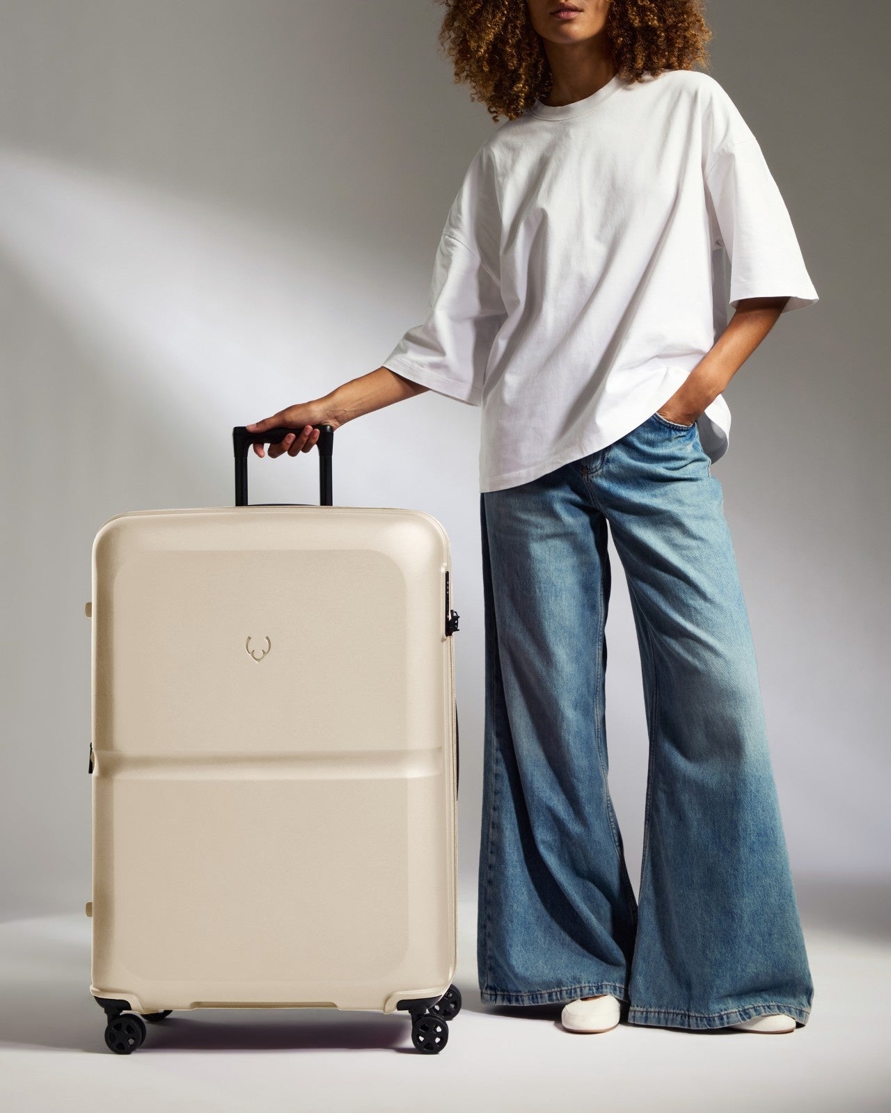 Large Luggage in Wheat Beige - Single Stripe